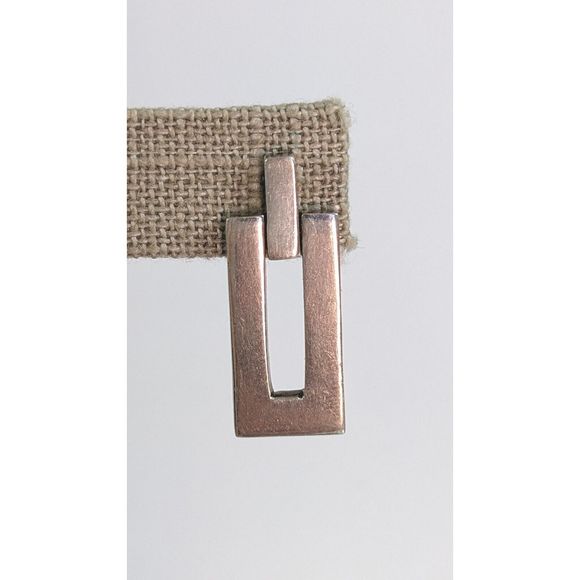 Jondell Signed Modernist Rectangle Door Knocker Sterling Silver 925 Earrings - Picture 10 of 16